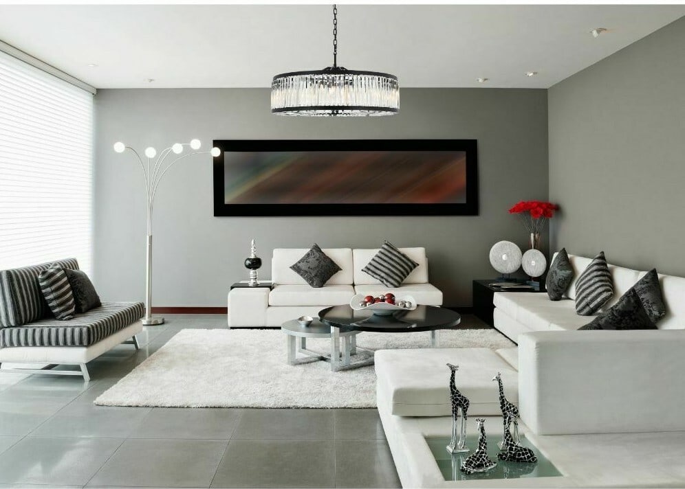 Chelsea 10-Light Matte Black Crystal Chandelier 43.5 inch: Chelsea 10-Light Matte Black Crystal Chandelier 43.5 inch This large modern crystal chandelier features a matte black frame and is designed for use in foyers, living rooms, dining rooms, and similar i