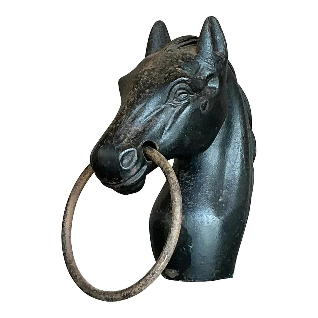Vintage Wrought Iron Horse Hitching Post Head Black Americana Decor (1 of 9)