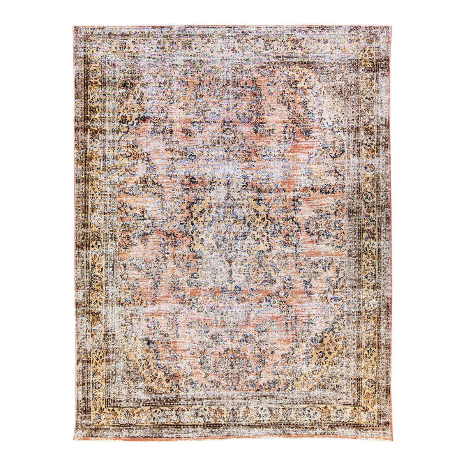 Peach Geometric Vintage Persian Hand-Knotted Wool Rug 10'6 x 13'8: Peach Geometric Vintage Persian Hand-Knotted Wool Rug 10'6 x 13'8 Enhance your space with this stunning Vintage Persian rug, expertly hand-knotted from premium wool. Featuring a beautiful peach color 