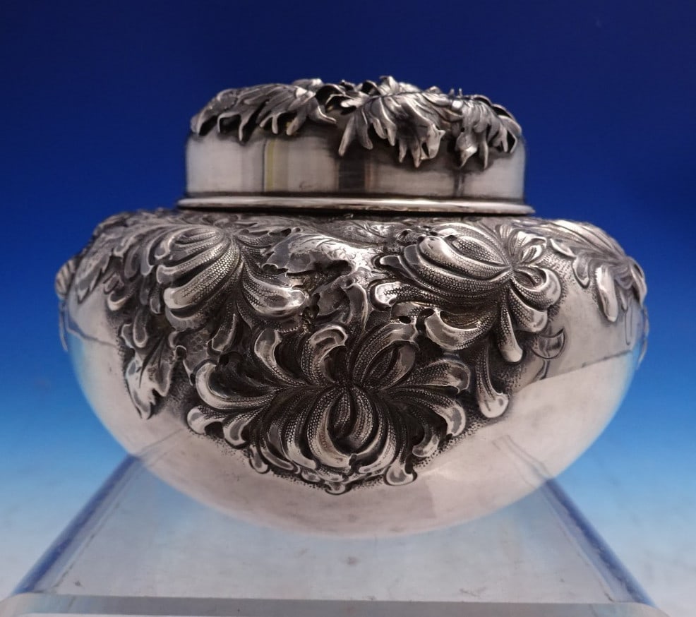 Sterling Silver Chrysanthemum Pattern Dresser Jar by Shiebler #2286 (1 of 5)