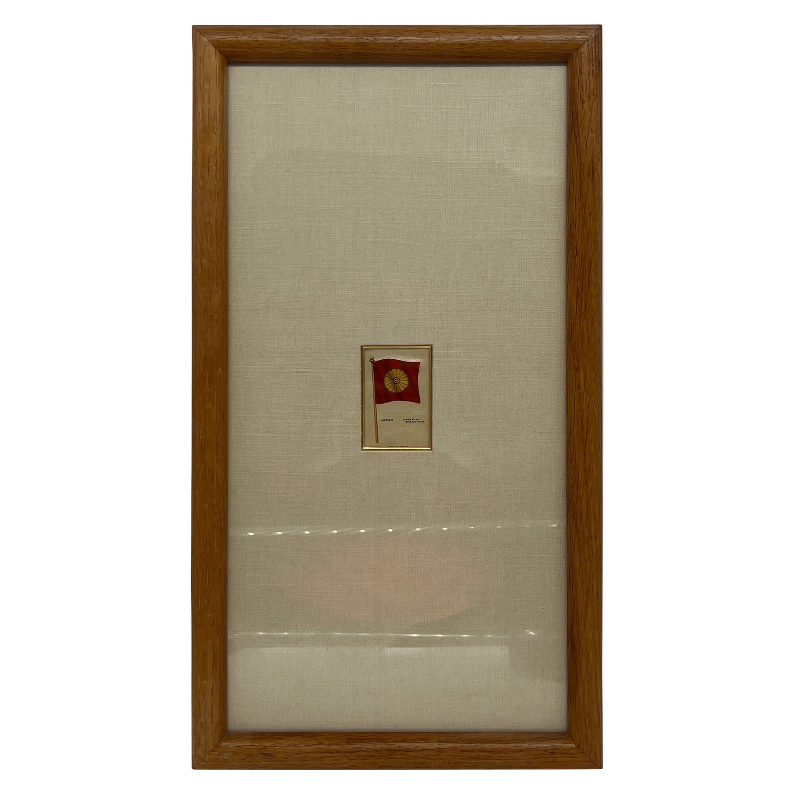 Sovereign Cigarettes Framed Silk Art Imperial Standard Japan Flag: Sovereign Cigarettes Framed Silk Art Imperial Standard Japan Flag This exquisite framed art piece features the "Imperial Standard" Japanese flag, a silk cigarette card from the Sovereign Cigarettes se