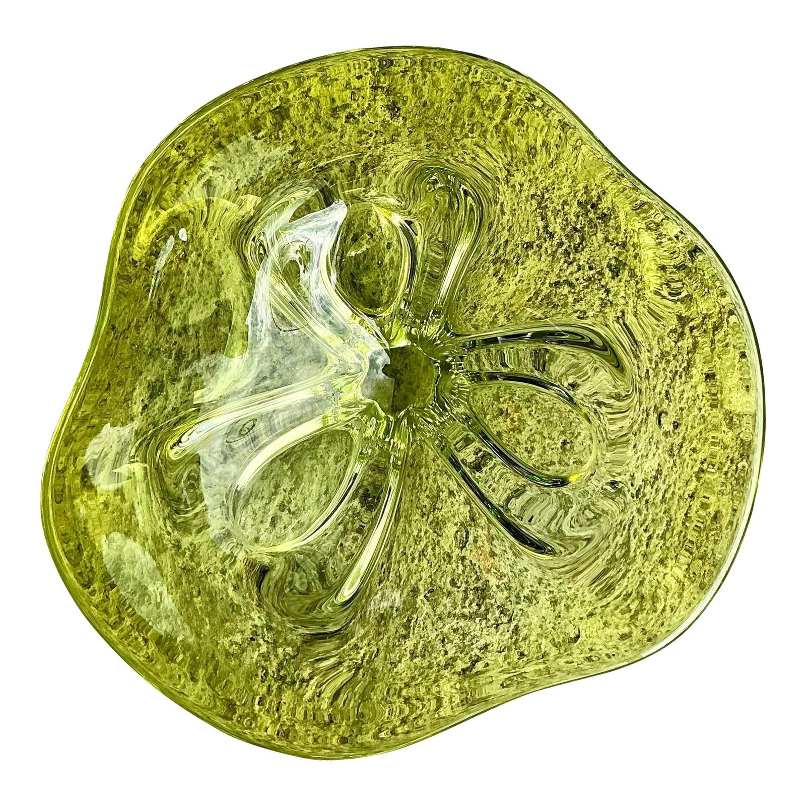 Vintage Italian Murano Inspired Chartreuse Art Glass Bowl (1 of 6)