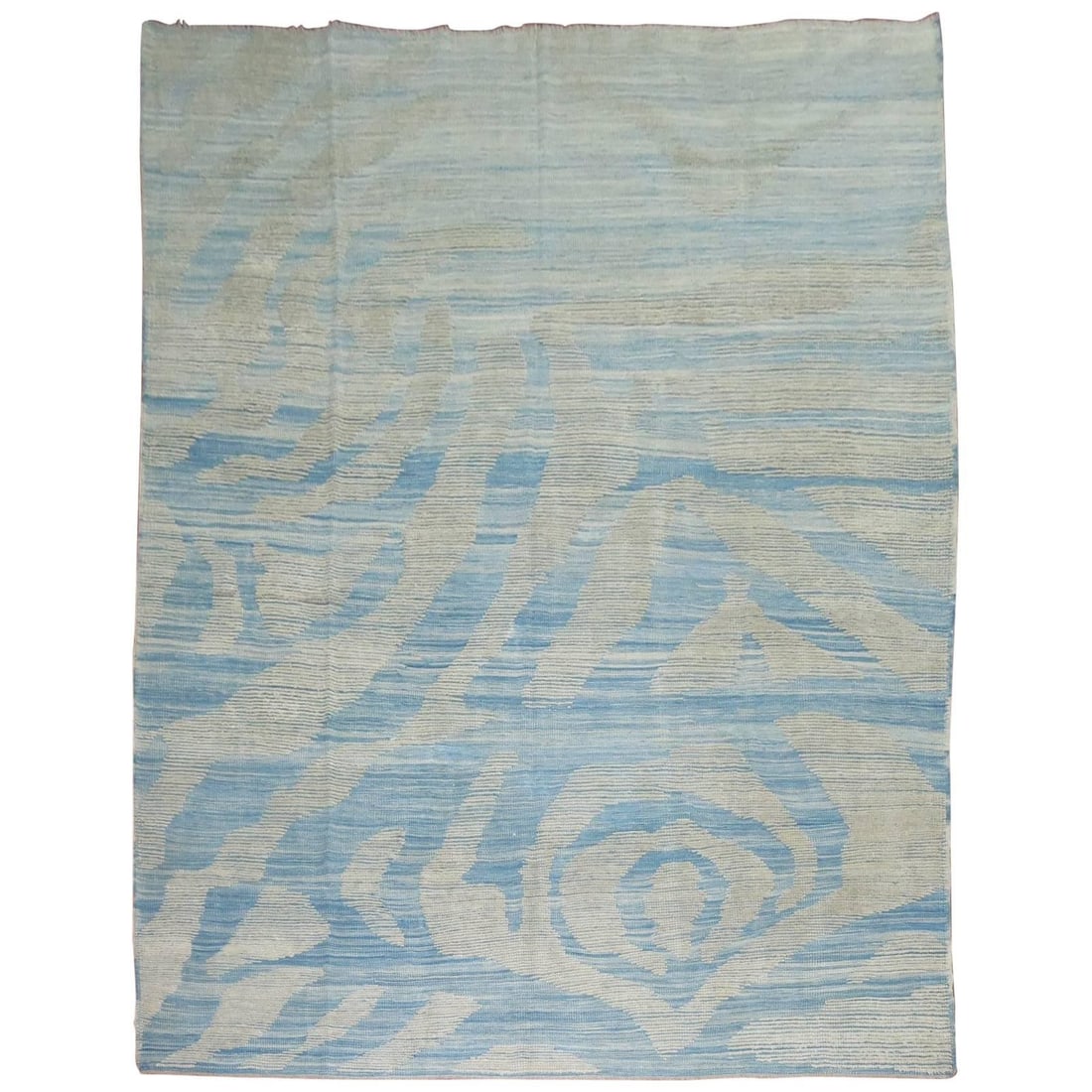 Hand-Knotted Wool Blue Rider Turkish Kilim Rug (1 of 9)