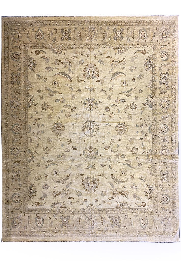 Chobi Peshawar Large Handwoven Rug 13.9 x 15.7 Beige Premium Wool: Chobi Peshawar Large Handwoven Rug 13.9 x 15.7 Beige Premium Wool Free continental US Shipping Introducing the stunning 13.9 x 15.7 SQUARISH Beige Chobi Peshawar Large Rug, a perfect blend of traditio