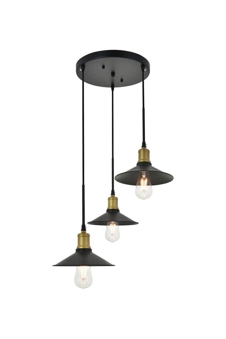 Etude 3-Light Brass Black Pendant Chandelier (1 of 12)