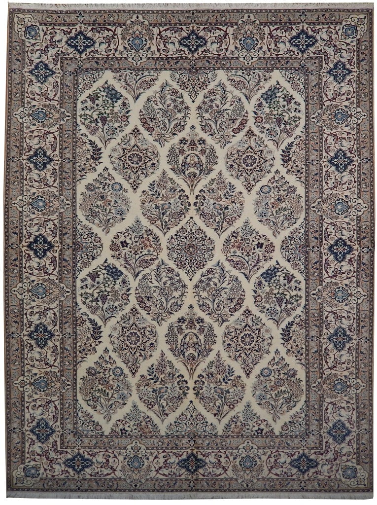 Signed Habibian Persian Nain Rug 7.7 x 9.9 ft Handmade Wool Silk 500 KPSI: Signed Habibian Persian Nain Rug 7.7 x 9.9 ft Handmade Wool Silk 500 KPSI Free continental US Shipping This 7.7 x 9.9-foot Persian Nain rug is a hand-knotted masterpiece signed by the renowned Habibia