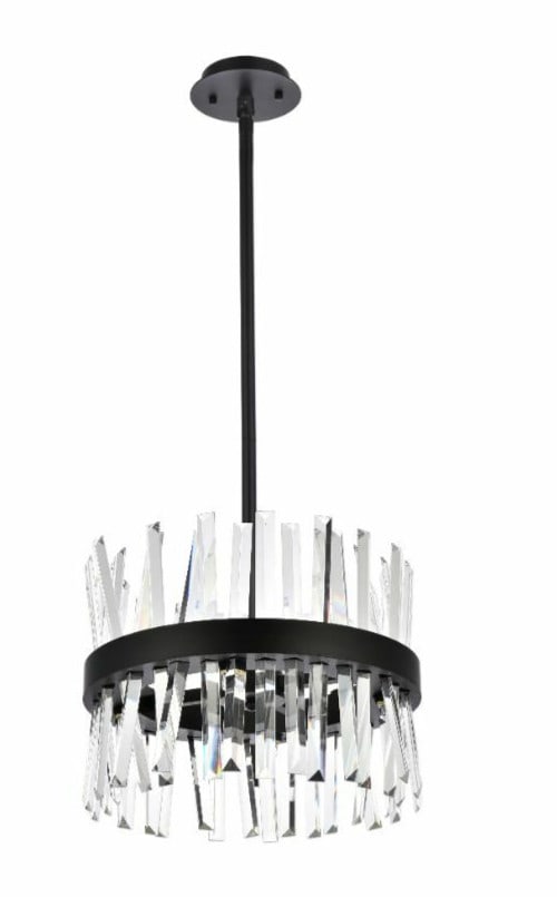 SEREPHINA black crystal 8 light chandelier 16 inch: SEREPHINA black crystal 8 light chandelier 16 inch This modern 8-light chandelier features a black finish with clear Royal Cut crystal accents, creating an elegant focal point for dining rooms, living