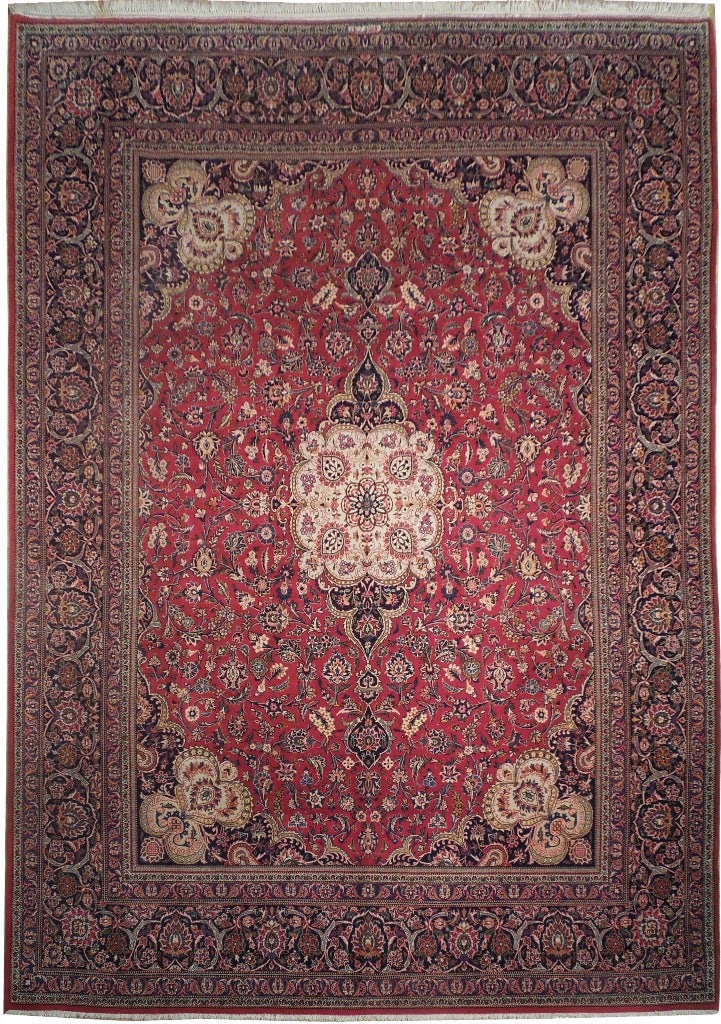 8'11 x 12'4 Red Handcrafted Kashan Persian Rug: 8'11 x 12'4 Red Handcrafted Kashan Persian Rug Free continental US Shipping This exquisite 10.3 x 13.7 Red Kashan Persian rug is a stunning handcrafted piece created by skilled Persian artisans. Featu