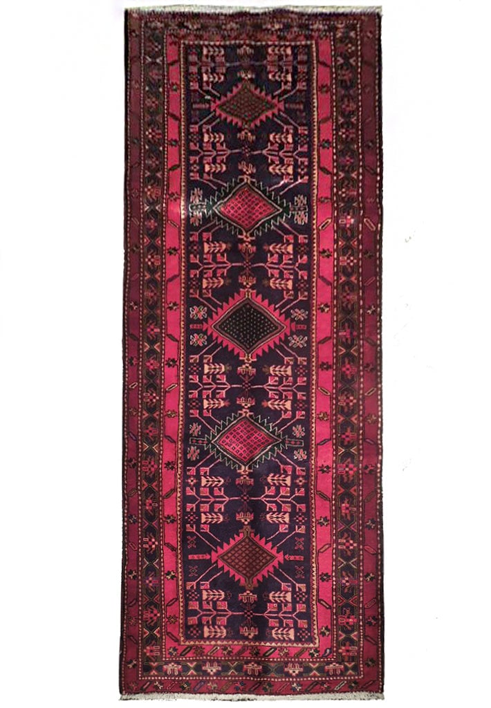 Eggplant Purple Semi Antique Persian Hamadan Runner 3'8 x 10' (1 of 6)