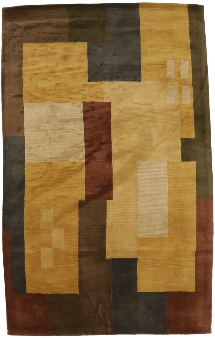 5x8 Hand-Tufted Multicolored Abstract Wool Rug for Kids Room (1 of 13)