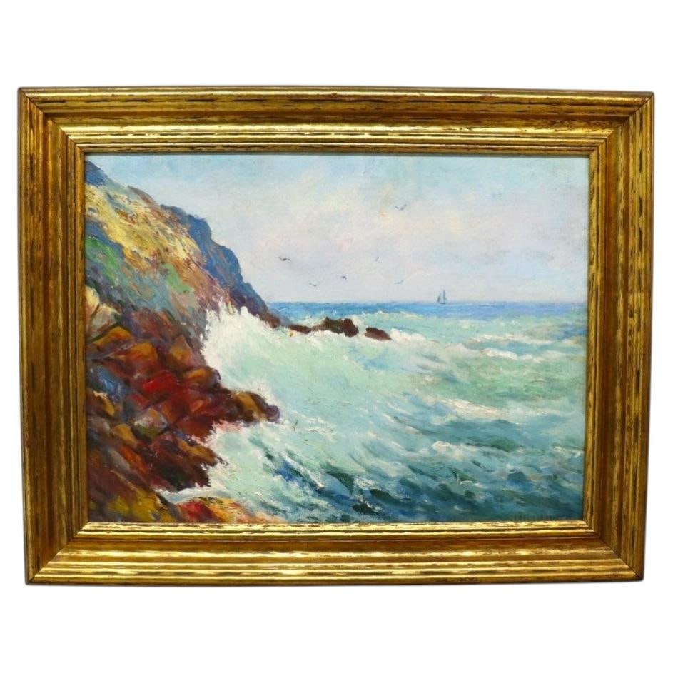 Framed Maine Coastal Oil Painting by Mo Henneman c1920 (1 of 12)