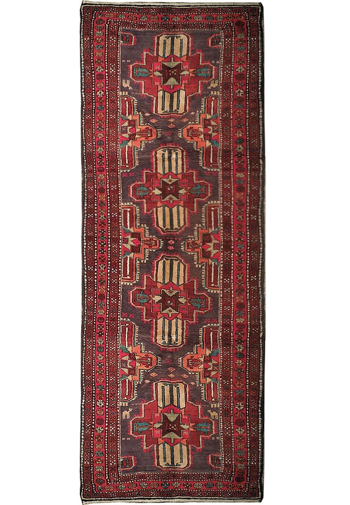 Handwoven 3.6 x 9.8 Red Semi-Antique Persian Hamadan Runner (1 of 7)