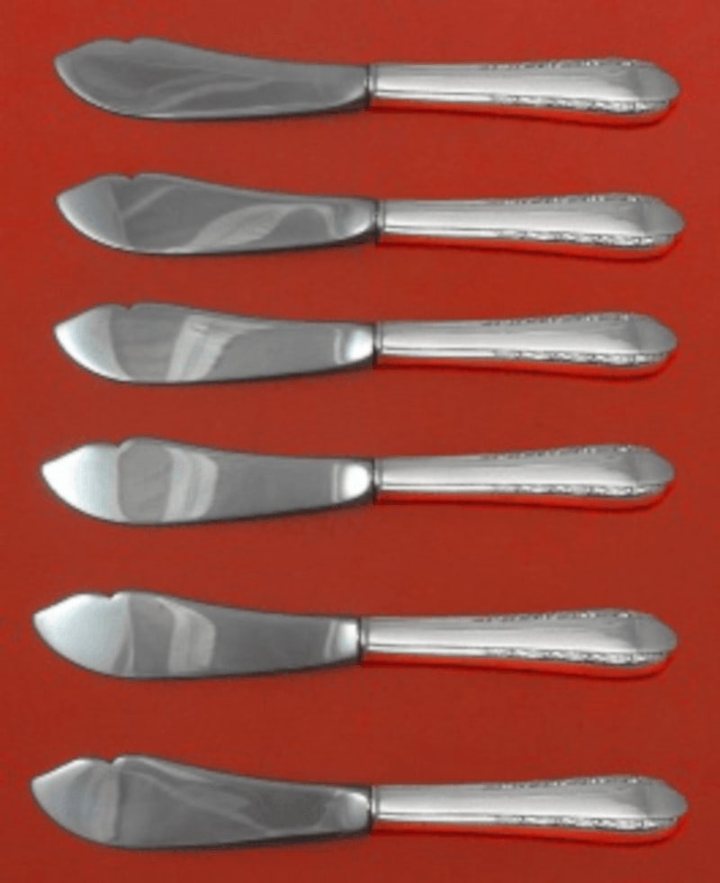 Set of 6 Sterling Silver Trout Knives Moonglow Pattern Custom 7.5 Inch (1 of 2)