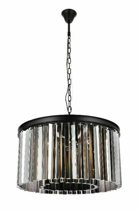 Sydney 8-Light Matte Black Crystal Chandelier 26 Inch: Sydney 8-Light Matte Black Crystal Chandelier 26 Inch This modern crystal chandelier features a matte black frame and Royal Cut silver shade crystals, offering a striking centerpiece for dining rooms,