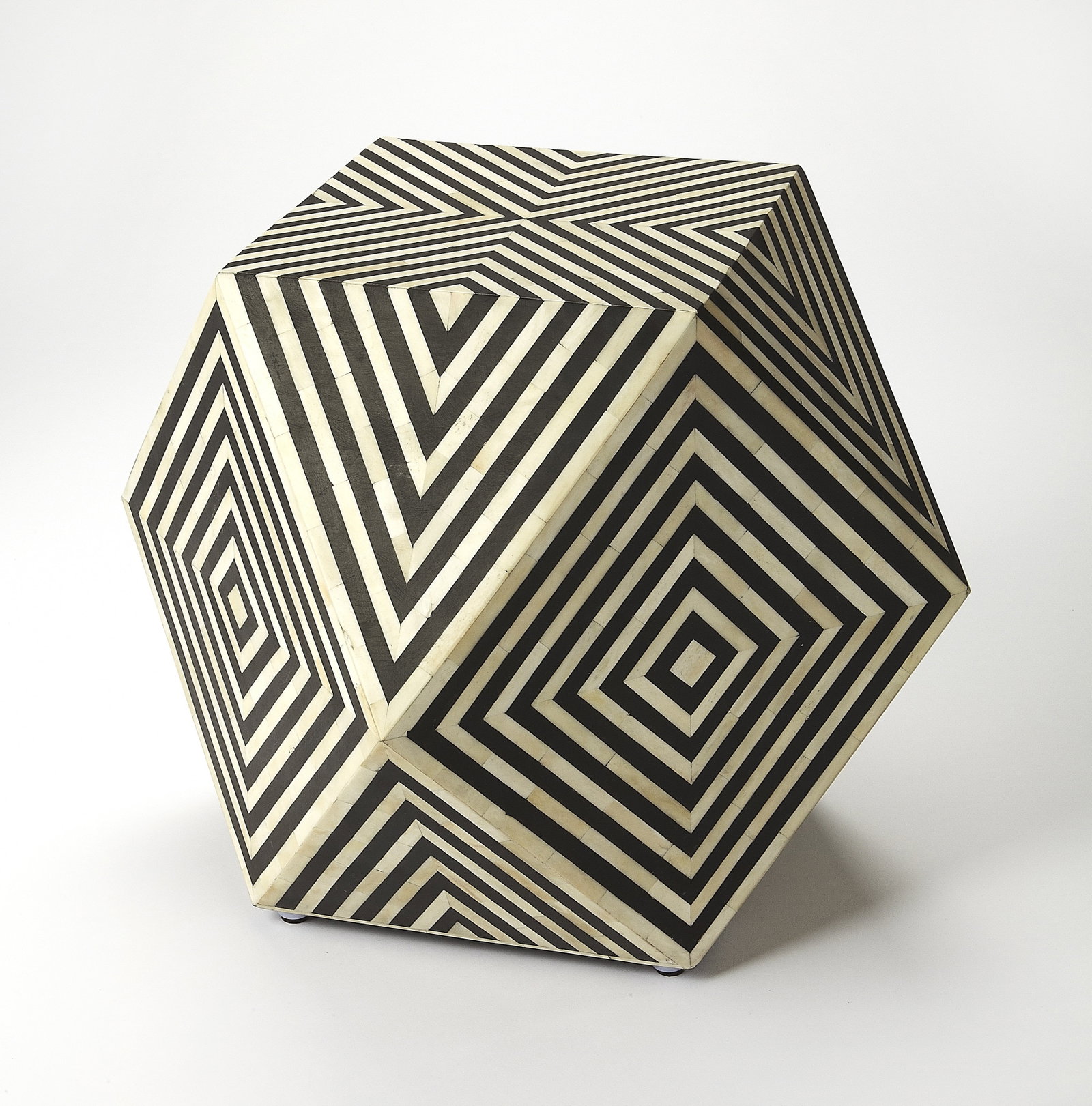 Butler Zanzibar Handcrafted Square Side Table Black Bone Inlay: Butler Zanzibar Handcrafted Square Side Table Black Bone Inlay Introducing the Handcrafted Zanzibar Side Table, a perfect blend of modern elegance and chic design. This exquisite piece features a stri