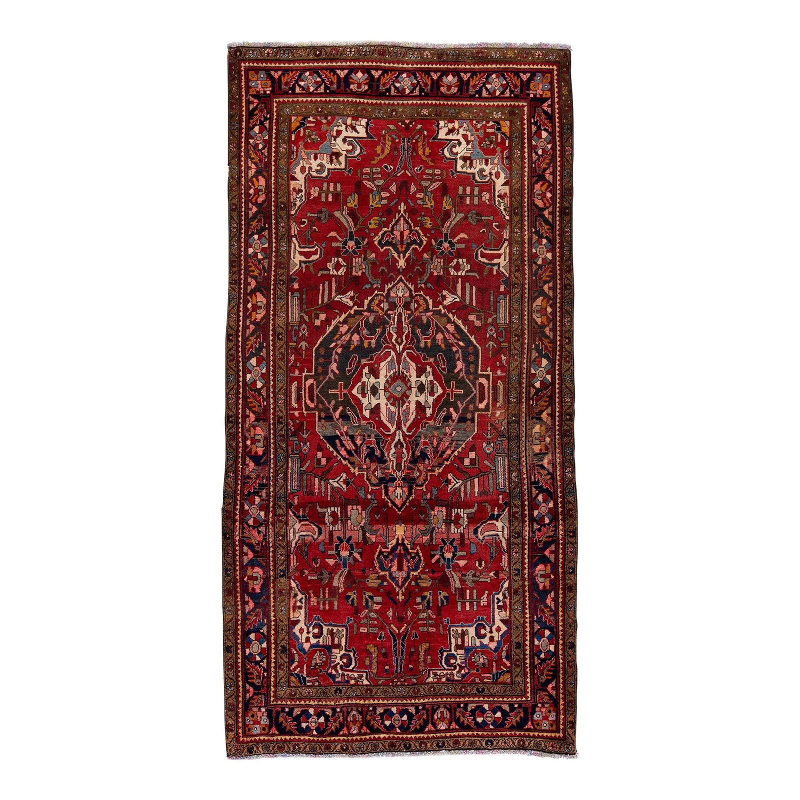 Vintage Persian Hamadan Red Wool Rug 4'5" x 9" Medallion Design: Vintage Persian Hamadan Red Wool Rug 4'5" x 9" Medallion Design This stunning vintage Persian Hamadan rug showcases exquisite craftsmanship with its hand-knotted design. The vibrant red field is beaut