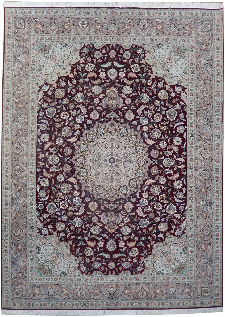 8 x 11 Authentic Persian Tabriz Rug Wool and Silk Hand-Knotted Iran: 8 x 11 Authentic Persian Tabriz Rug Wool and Silk Hand-Knotted Iran Free continental US Shipping This authentic Persian Tabriz rug is a hand-knotted piece crafted in Iran from a premium blend of wool 