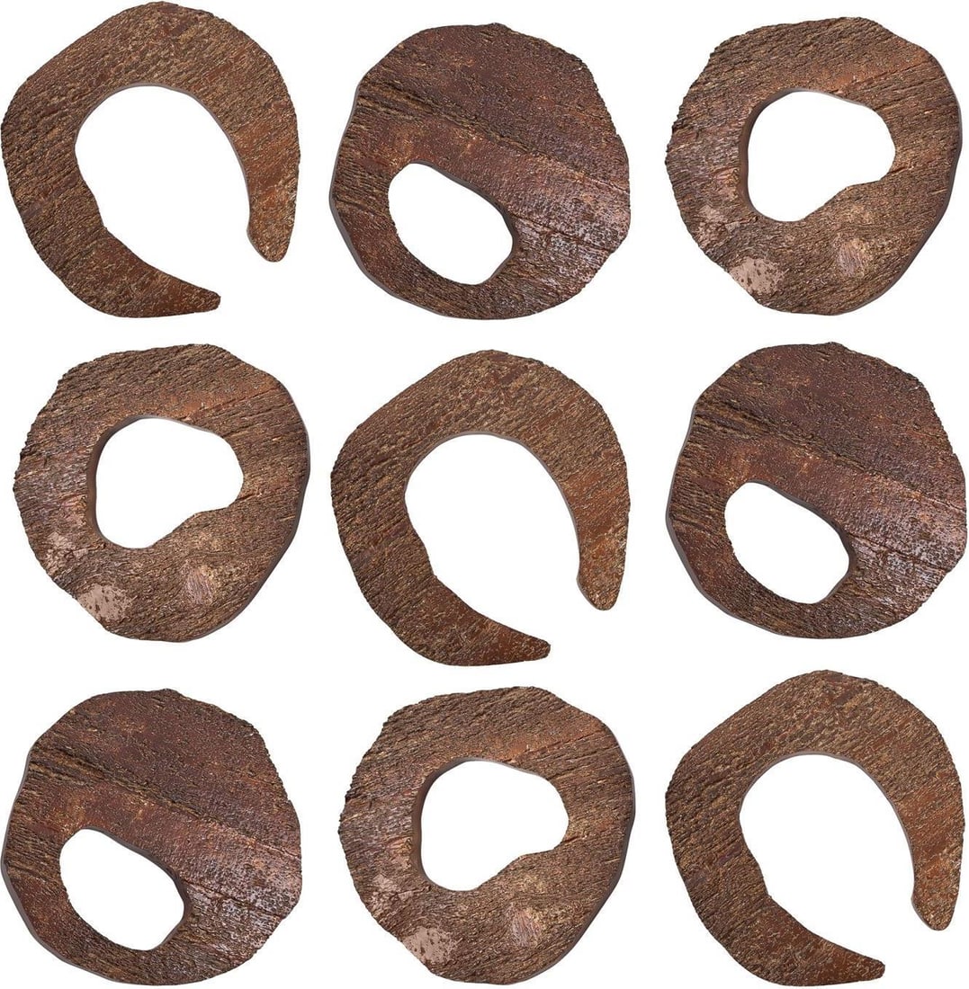 Howard Elliott Rustic 24 Inch Round Textured Wooden Art Set of Nine (1 of 8)