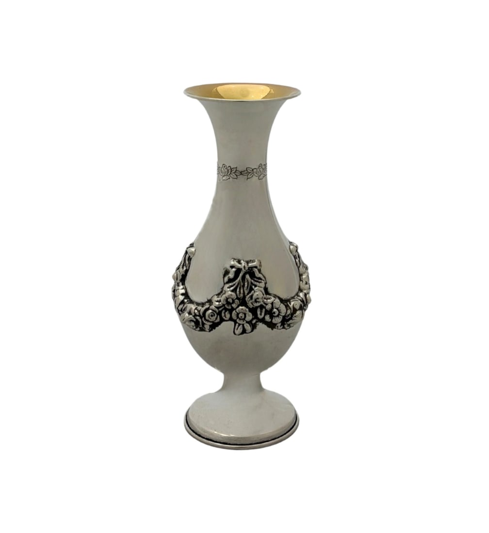 Portuguese Topazio Sterling Silver Bud Vase Floral Swag 6.25 Inch (1 of 3)