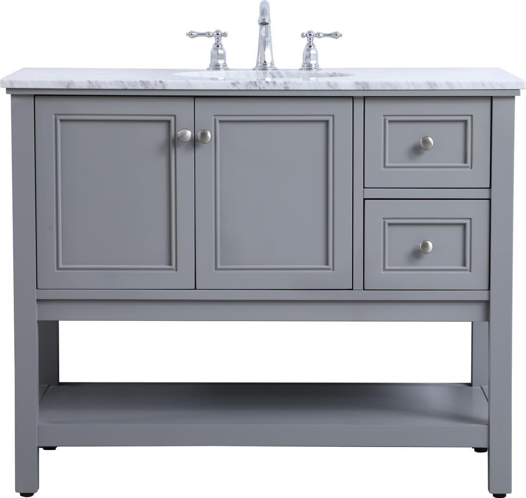 Elegant Lighting 42 Inch Contemporary Bathroom Vanity Solid Wood Brushed Nickel Finish (1 of 1)