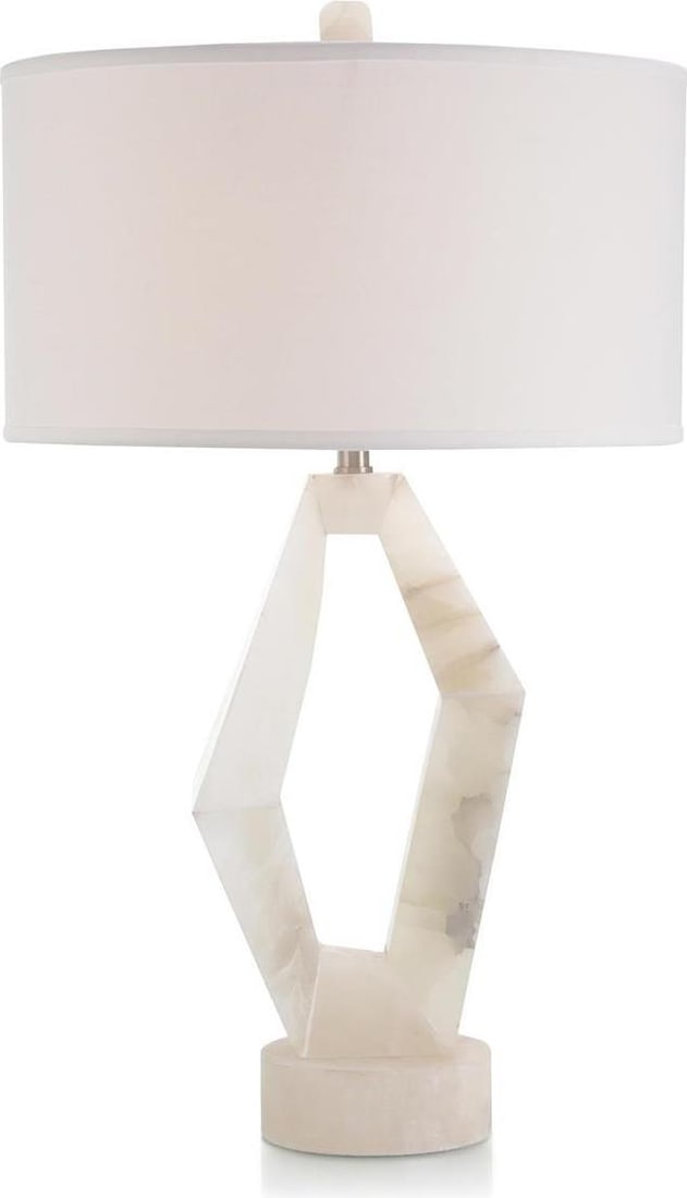 John-Richard 34 Inch Ivory Alabaster Table Lamp Abstract Style (1 of 2)