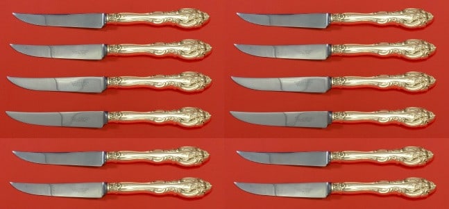 Gorham La Scala Sterling Silver Steak Knife Set 12 pcs 8 1/2 inches (1 of 1)