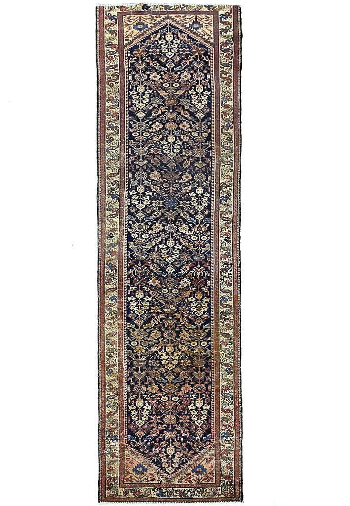 3.5 x 13 Early 1900s Handwoven Kazak Rug Black Ivory Wool: 3.5 x 13 Early 1900s Handwoven Kazak Rug Black Ivory Wool Free continental US Shipping Enhance your space with this exquisite 3.5 x 13 Semi-Antique Russian Kazak Rug, crafted in the early 1900s. This 