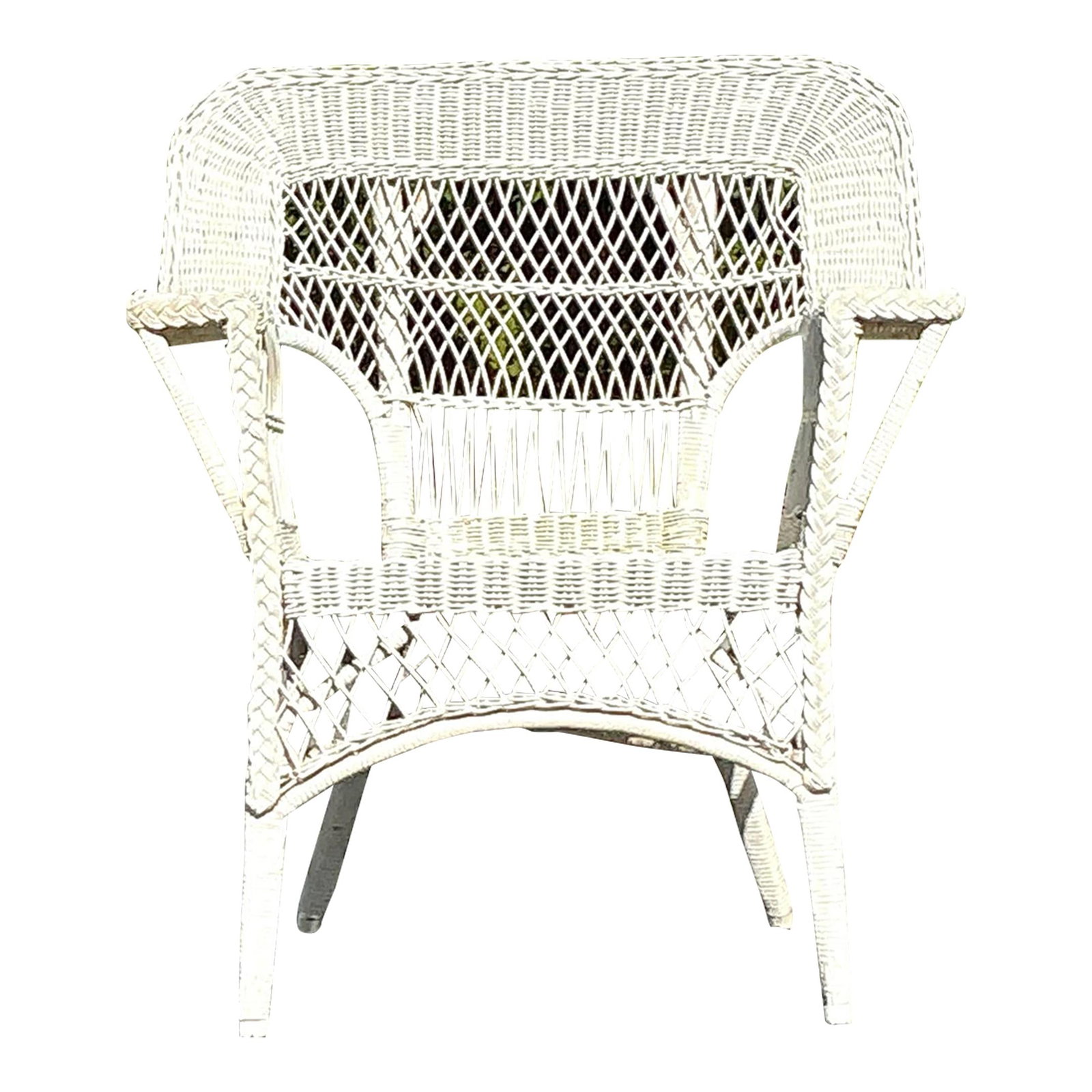 Vintage 1920s Rattan Lounge Chair with Paddle Arms (1 of 5)