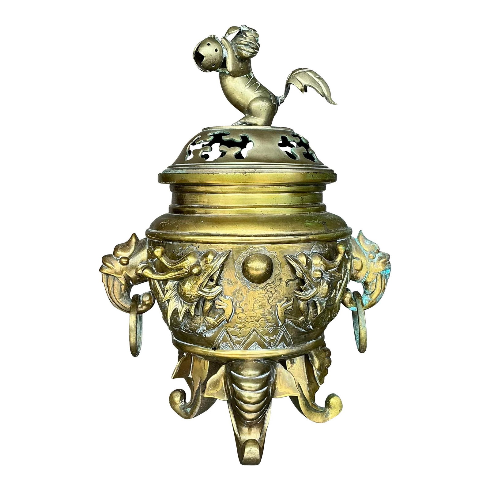 Vintage Asian Brass Dragon Incense Burner 8.75 x 12 x 16.75: Vintage Asian Brass Dragon Incense Burner 8.75 x 12 x 16.75 Elevate your home decor with this Vintage Asian Brass Dragon Incense Burner. Adorned with intricate dragon motifs, this burner is crafted fr