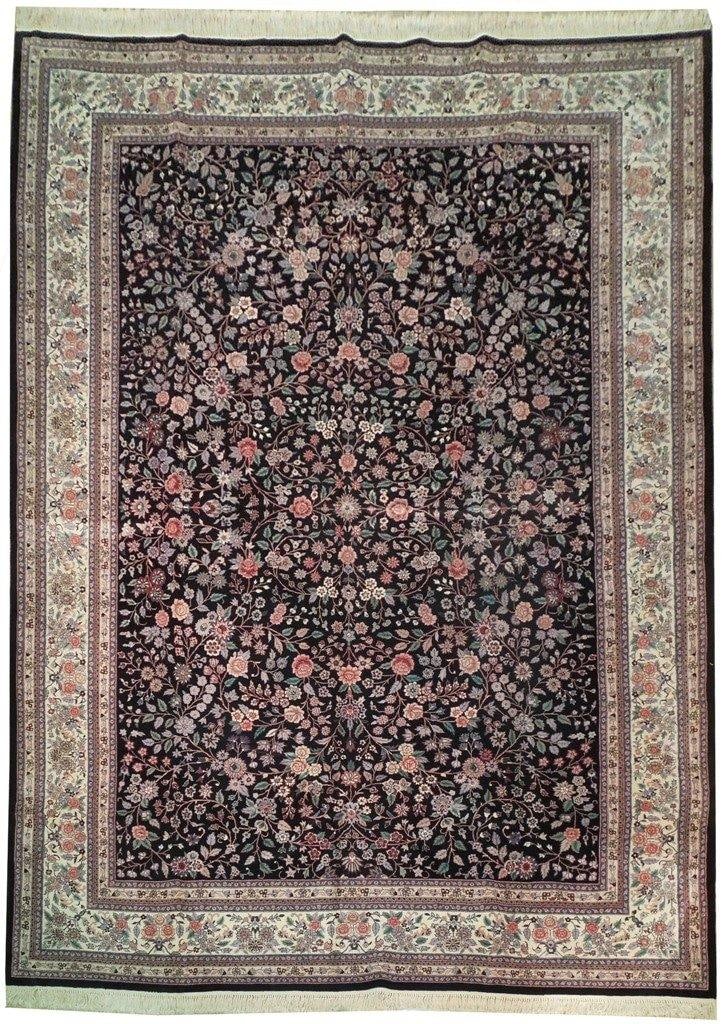 10 x 14.2 Black Multi-Color Kashan 160 Line Handmade Rug (1 of 6)