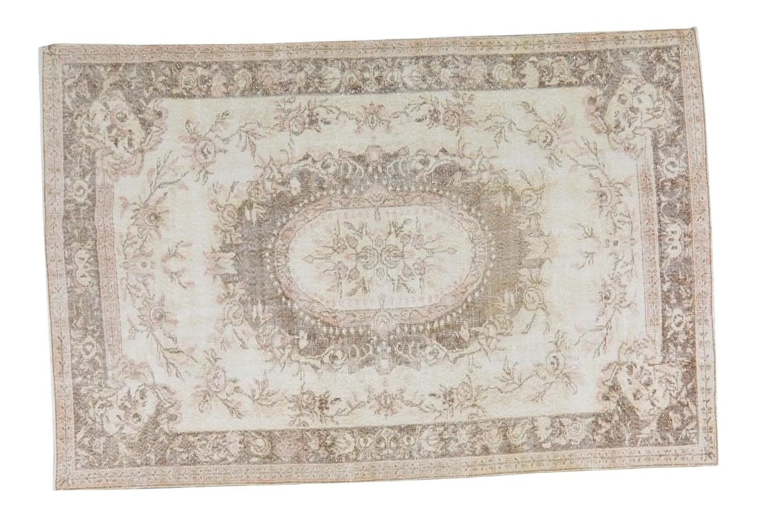 Anatolian White Wool Hand Knotted Fine Weave Rug 5'10" x 9': Anatolian White Wool Hand Knotted Fine Weave Rug 5'10" x 9' This vintage Turkish Anatolian rug features a hand-knotted fine weave crafted from organic wool. Showcasing a whitewashed appearance with na