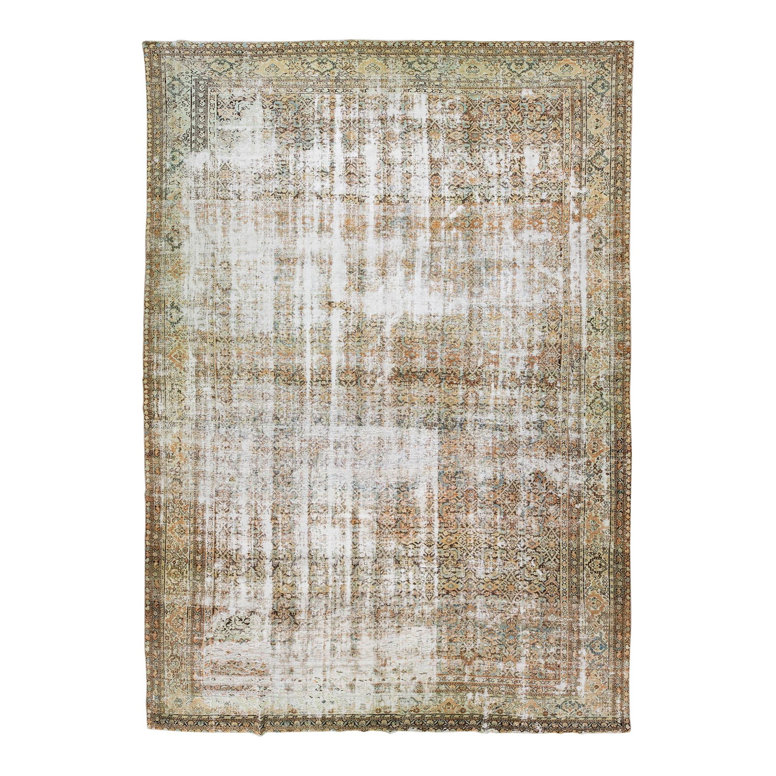Antique Malayer Handmade Wool Rug 11'8 x 16'2 Shabby Chic Design: Antique Malayer Handmade Wool Rug 11'8 x 16'2 Shabby Chic Design Discover the charm of this stunning antique Malayer rug, expertly hand-knotted from quality wool. Featuring a rich brown field compleme