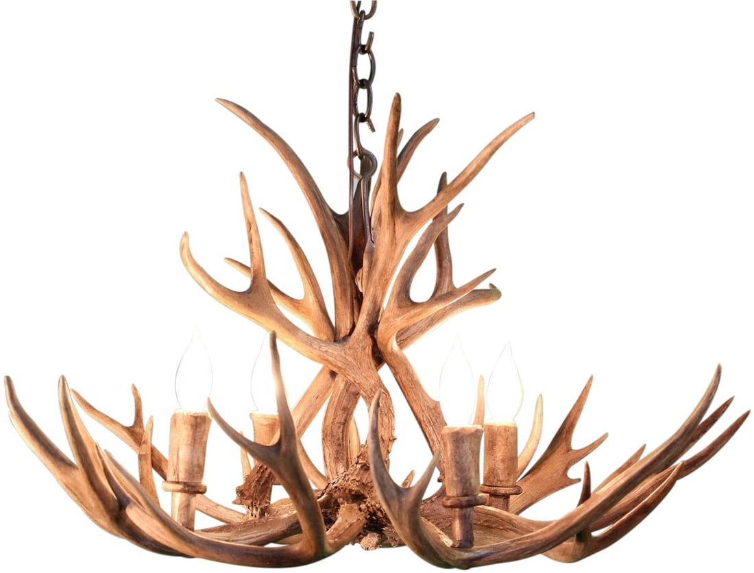 Customizable Rustic Bowl Chandelier Genuine Antler 4 Bulbs Texas (1 of 6)