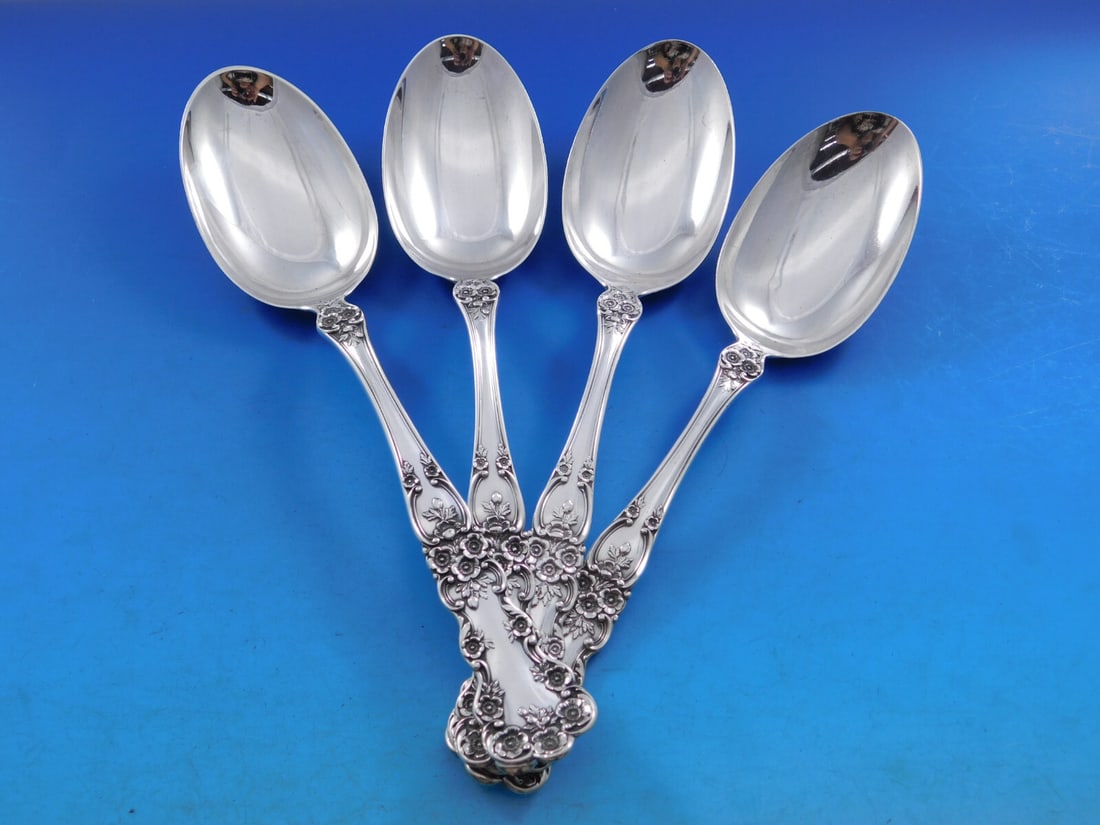 Gorham Buttercup Sterling Silver Serving Spoon Set of 4: Gorham Buttercup Sterling Silver Serving Spoon Set of 4 Enhance your dining experience with this exquisite set of four serving spoons from the Buttercup pattern by Gorham. Crafted from high-quality st