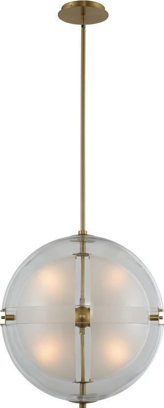 Kalco Sussex Pendant Lamp Mid-Century Modern Frosted Brass Orb Light (1 of 1)