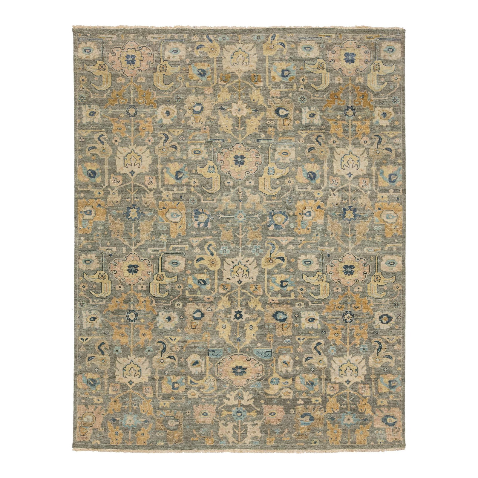 Artisan Collection Handwoven Gray Indian Wool Rug 7'11 x 10 Allover Floral Design: Artisan Collection Handwoven Gray Indian Wool Rug 7'11 x 10 Allover Floral Design Experience the timeless elegance of the Artisan Line, featuring a stunning Indian wool rug that reimagines the antique