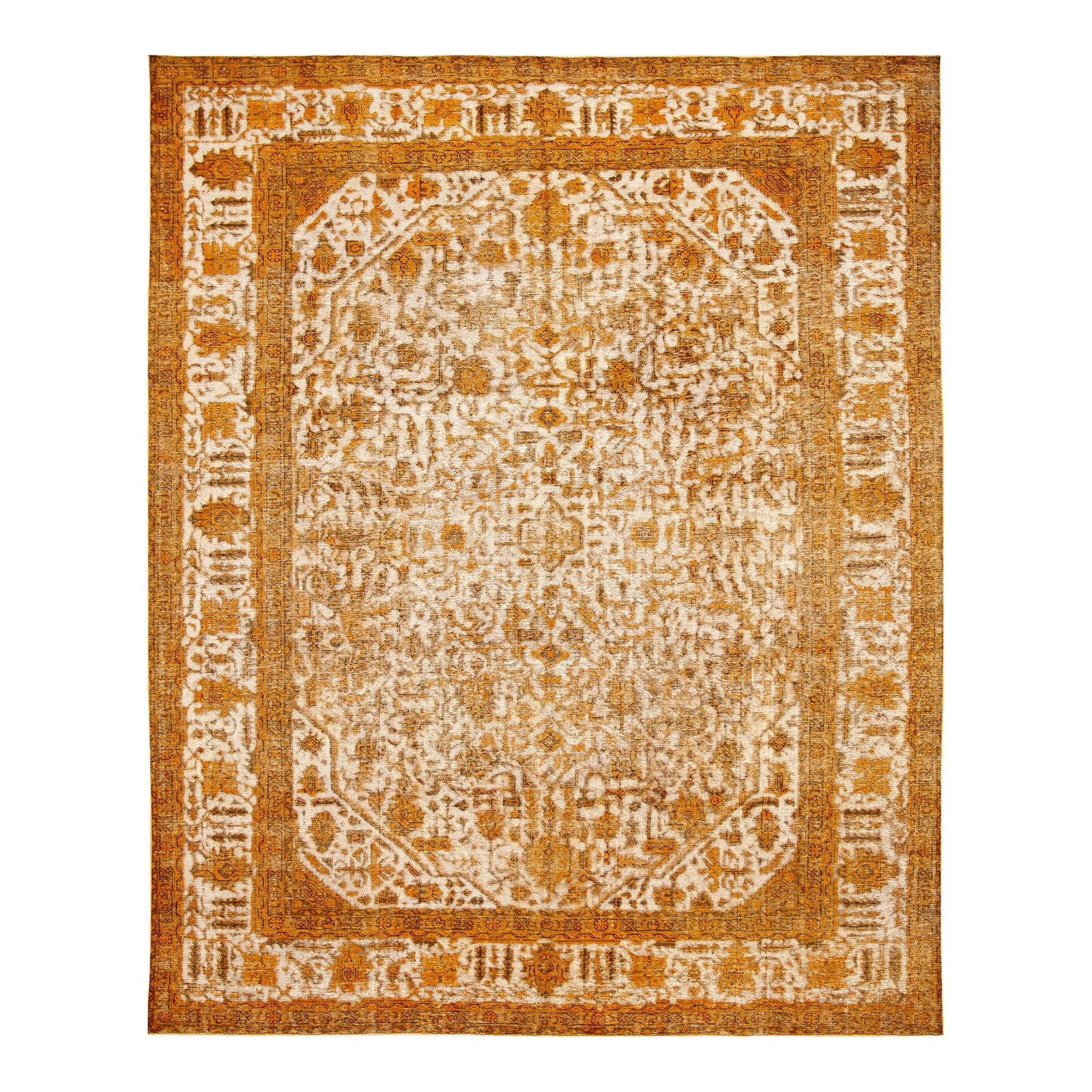 Vintage 1960s Handmade Overdyed Wool Rug Orange Beige Floral 10' x 12'8: Vintage 1960s Handmade Overdyed Wool Rug Orange Beige Floral 10' x 12'8 Add a touch of vintage charm to your space with this exquisite 1960s allover handmade wool rug. Featuring a floral design on a b