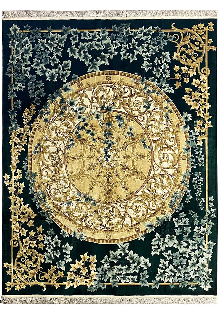 8 x 10 Handmade Rug with French Savaneri Design: 8 x 10 Handmade Rug with French Savaneri Design Free continental US Shipping Discover the exquisite craftsmanship of this 8 x 10 handmade rug featuring a stunning French Savaneri pattern. This rug is 