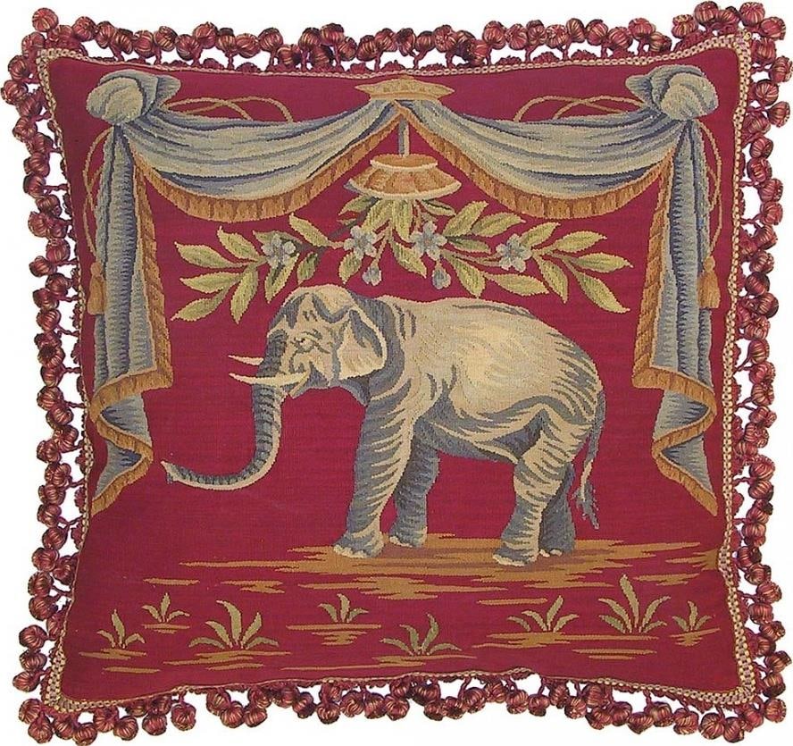 Provence Home Aubusson Pillow Gray Elephant Hand-Dyed Velvet 22x22 (1 of 1)