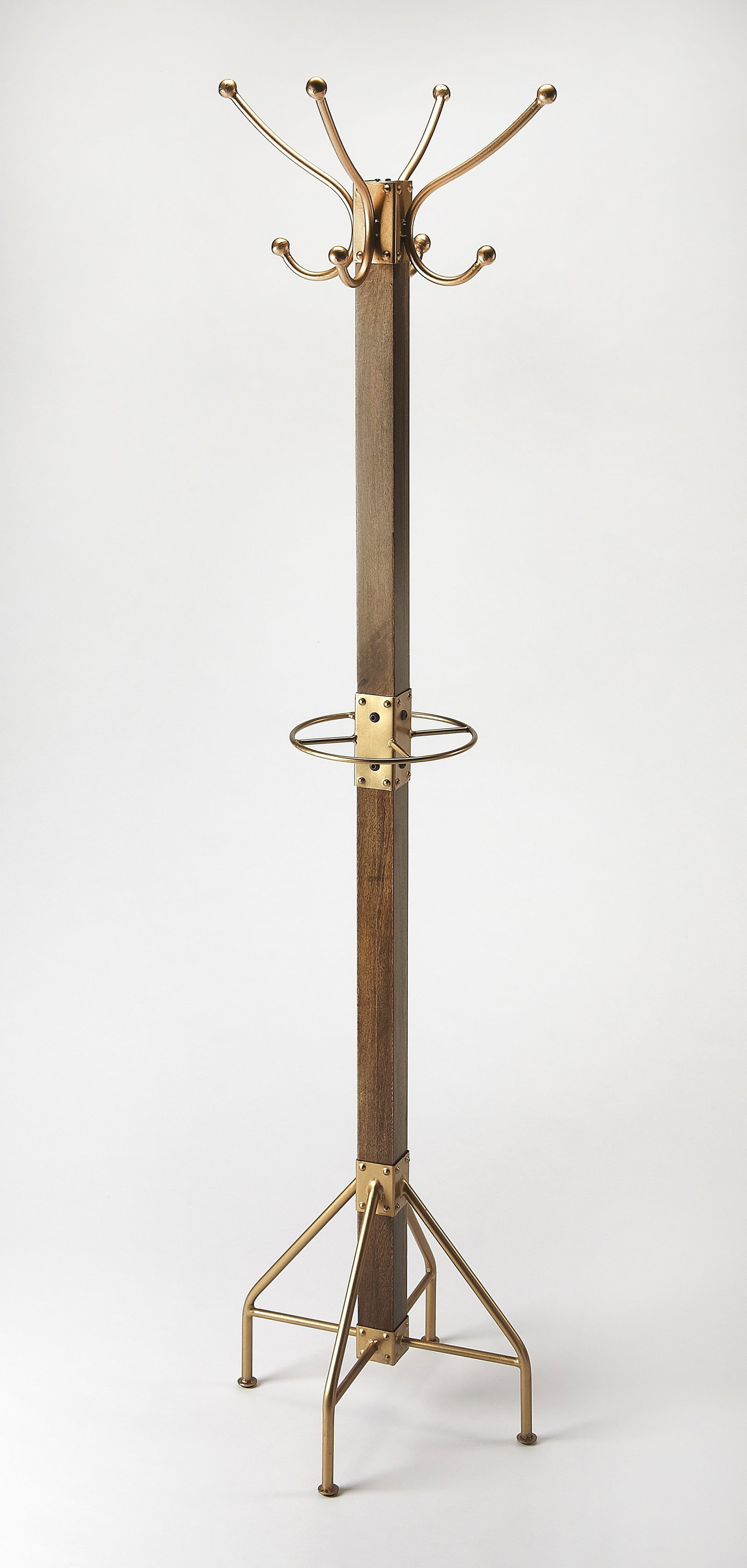 Butler Logan Square Transitional Coat Rack 2-Tier Brown Finish (1 of 6)