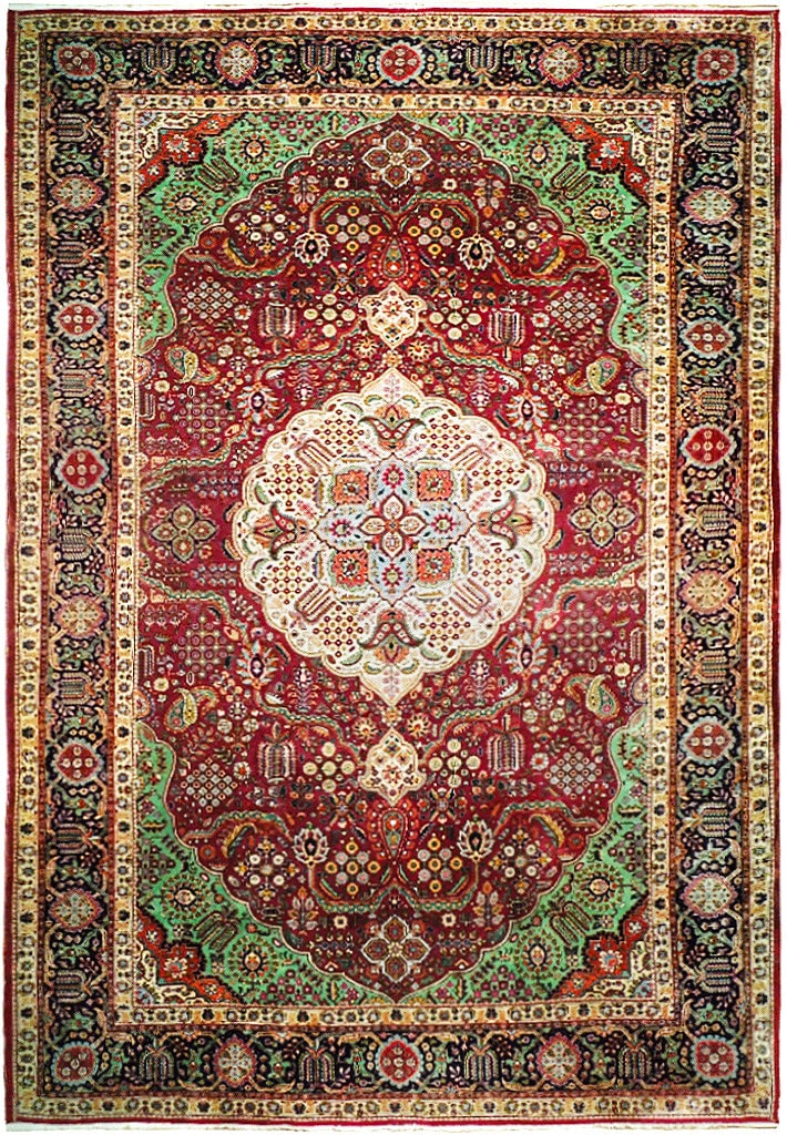 Authentic Persian Tabriz Rug 9'11 x 15'9 Handmade Wool Floral Design (1 of 6)