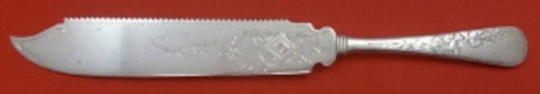 Sterling Silver Cake Knife Antique Engraved 8 Pattern Serrated Blade (1 of 2)