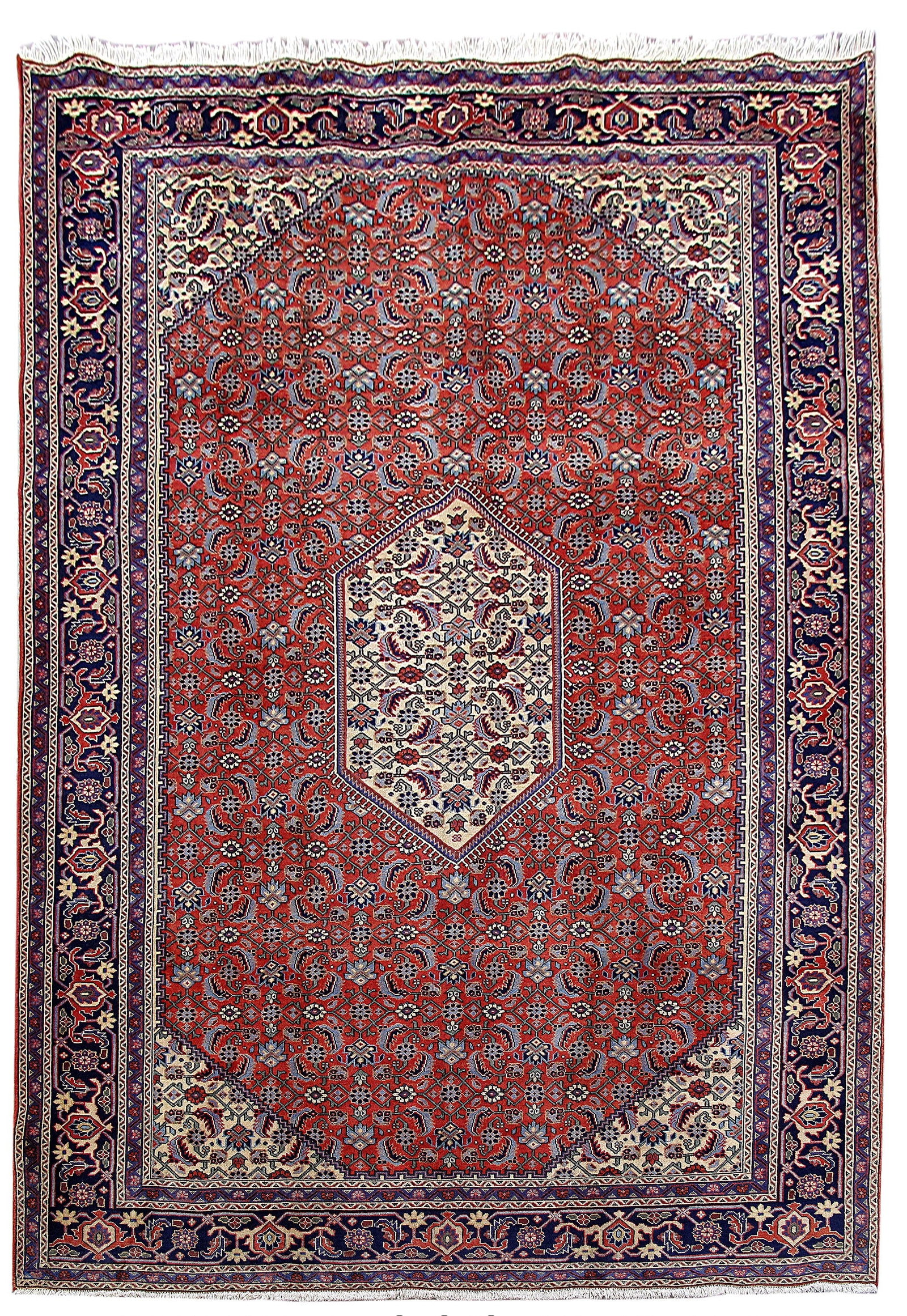 7.6 x 10.10 Persian Ardebil Bijar Rug Handwoven Coral Wool: 7.6 x 10.10 Persian Ardebil Bijar Rug Handwoven Coral Wool Free continental US Shipping Transform your space with the exquisite 7.6 x 10.10 Persian Ardebil Bijar Rug in Coral. This handcrafted masterp