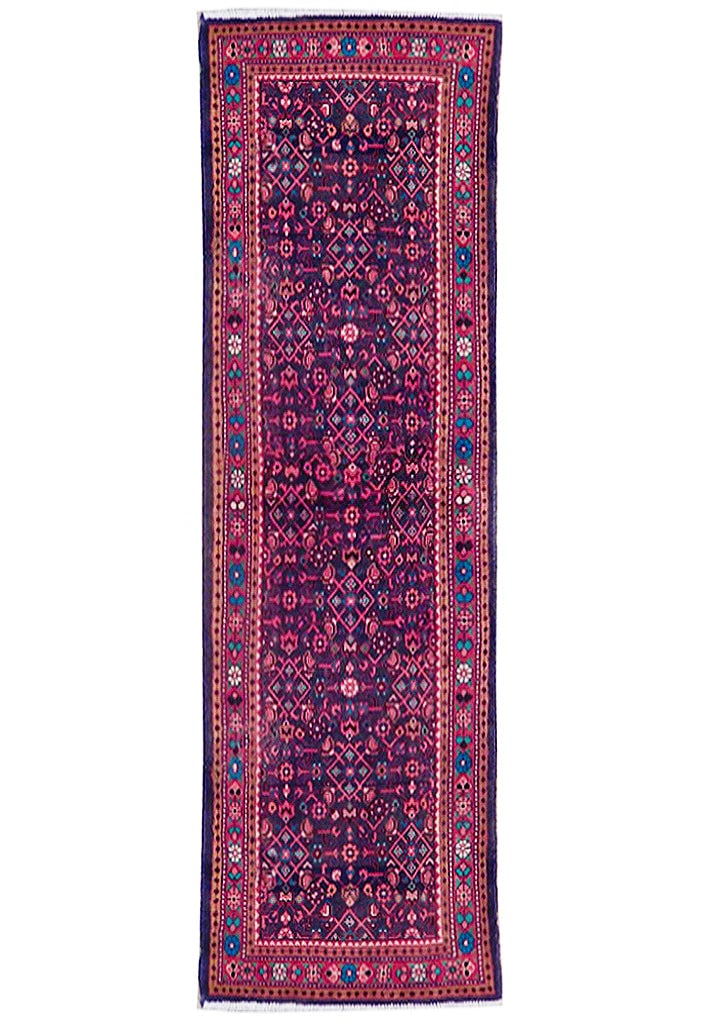 Exquisite 3.7 x 10.4 Eggplant Purple Handmade Persian Bijar Runner (1 of 6)
