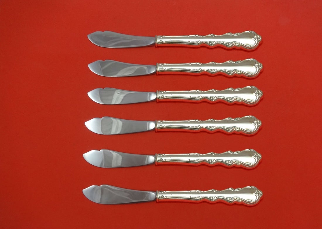 International Sterling Silver Angelique 6pc Trout Knife Set 7.5in: International Sterling Silver Angelique 6pc Trout Knife Set 7.5in This exquisite 6-piece trout knife set from International Sterling features the elegant Angelique pattern. Each knife, measuring 7 1/2