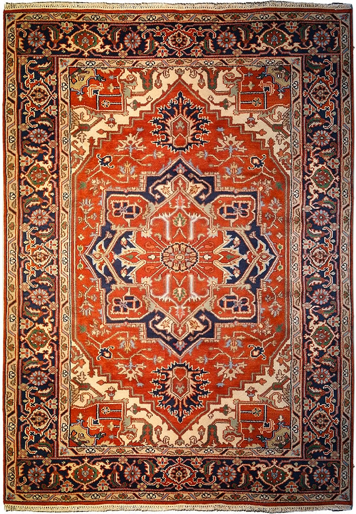 Handmade Serapi Natural Wool Rug 6.1 x 8.11 Decorative Colors: Handmade Serapi Natural Wool Rug 6.1 x 8.11 Decorative Colors Free continental US Shipping Enhance your living space with this exquisite 6.1 x 8.11 handmade Serapi natural wool rug. Featuring decorati