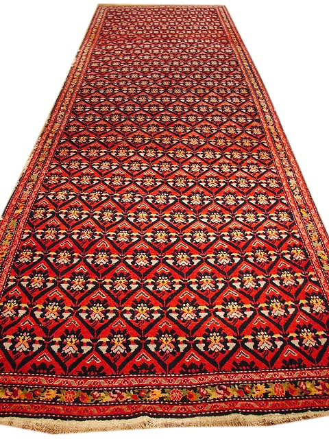 4'3" x 15'3" Red Handmade Antique Persian Runner Rug: 4'3" x 15'3" Red Handmade Antique Persian Runner Rug Free continental US Shipping Introducing the exquisite 4' 3" x 15' 3" Red Handmade Antique Persian Runner Rug, a captivating piece that embodies th