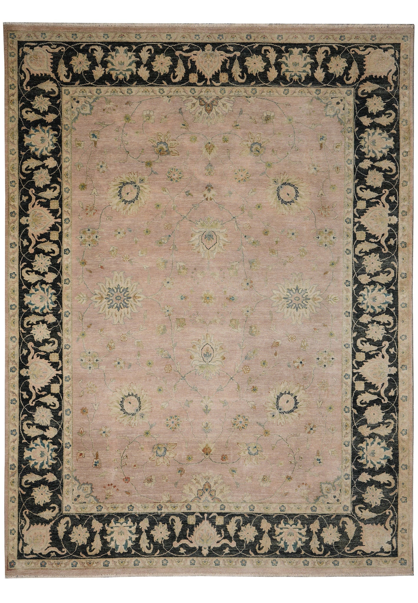 8.9 x 11.6 Handmade Oushak Agra Wool Rug Tan Blush Floral Medallion: 8.9 x 11.6 Handmade Oushak Agra Wool Rug Tan Blush Floral Medallion Free continental US Shipping This 8.9 x 11.6 un-used Oushak Agra handmade rug showcases traditional craftsmanship with a harmonious 