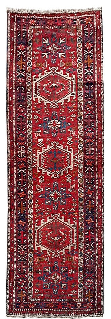 3'4" x 10'8" Red Persian Hamadan Rug Handmade in Iran: 3'4" x 10'8" Red Persian Hamadan Rug Handmade in Iran Free continental US Shipping Enhance your living space with this stunning 3.4 x 10.8 Red Persian Hamadan Rug, a true testament to Persian artistry