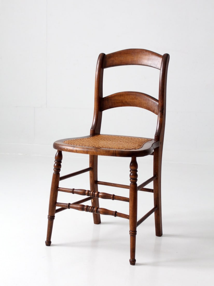 Victorian cottage cane seat chair with bamboo front legs (1 of 12)